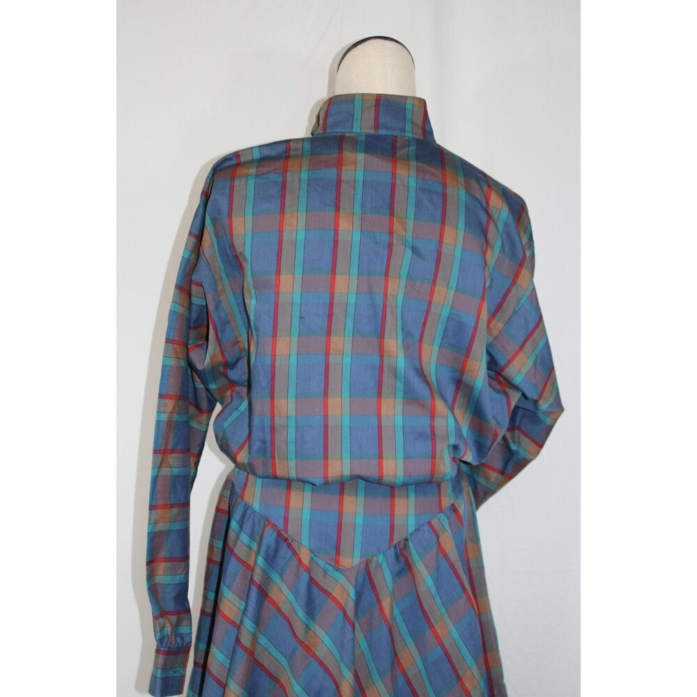 Vintage Jody California Multi Colored Plaid Hippie Prairie 80s Dress Sz 5/6 SM - Picture 13 of 15